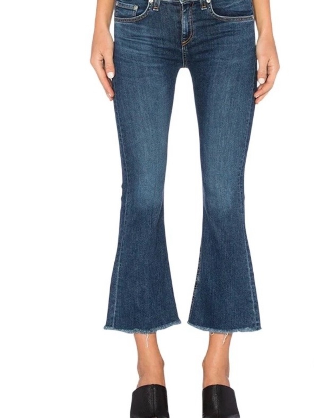 rag & bone Medium Wash Cropped Flare Jeans